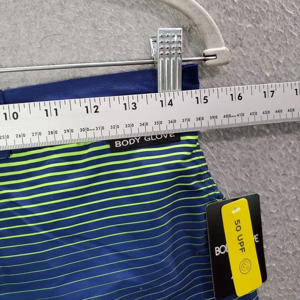 Body Glove Boys Swimwear XL Blue Striped‎ Trunks Built In Brief 50 UPF NWT
